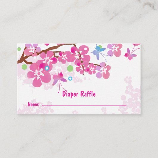 Carte D'accompagnement Papillons modifiables Diaper Raffle (Devant)