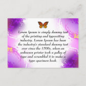 Carte D'accompagnement Papillons Monarque sur Arrière - plan pourpre (Dos)