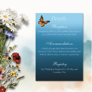Carte D'accompagnement Papillons Monarques Ombré Bleu