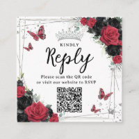 Papillons rouges et noirs Quinceanera RSVP QR Code