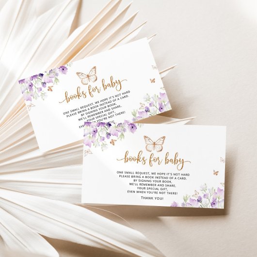 Carte D'accompagnement Papillons violets pour billet bébé