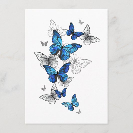 Carte D'accompagnement Papillons volants bleus Morpho (Devant)