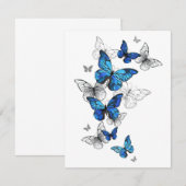 Carte D'accompagnement Papillons volants bleus Morpho (Devant / Derrière)