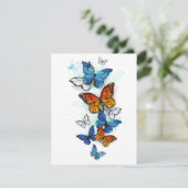 Carte D'accompagnement Papillons volants Morpho et Monarch (Debout devant)