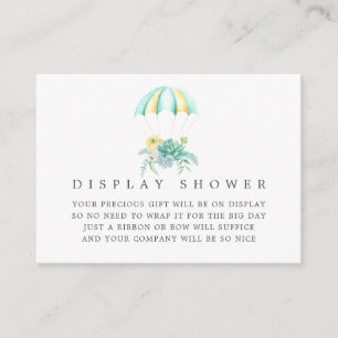 Carte D'accompagnement Parachute Floral Fantaisie Présentation Baby Showe