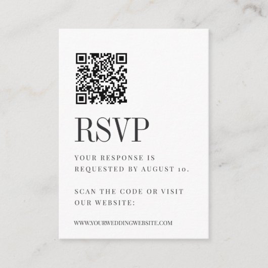 Carte D'accompagnement Parallèle moderne noir & blanc Mariage QR Code RSV (Devant)