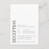 Carte D'accompagnement Parallèle | Réception de mariage moderne en noir e (Devant)