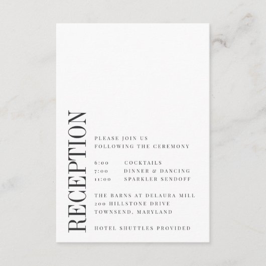 Carte D'accompagnement Parallèle | Réception de mariage moderne en noir e (Devant)