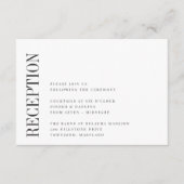 Carte D'accompagnement Parallèle | Réception de mariage moderne en noir e (Devant)