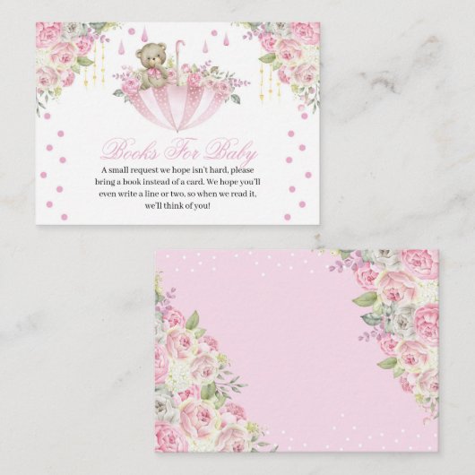 Carte D'accompagnement Parapluie rose Teddy Bear Livres pour le boîtier b (Devant / Derrière)