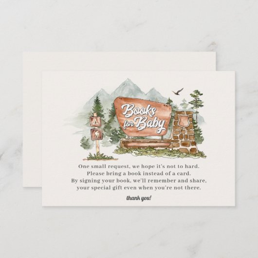 Carte D'accompagnement parc national livres d'invitation pour bébé insére (Devant / Derrière)