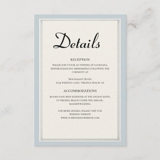 Carte D'accompagnement Paris Eiffel Tour Poudrière Bleu Mariage Détails (Devant)