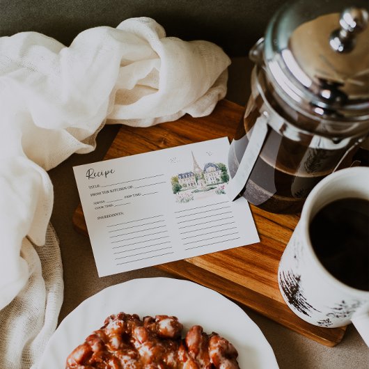 Carte D'accompagnement Parisian Café Watercolor Recipe Card