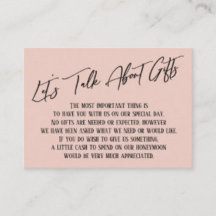 Carte D'accompagnement Parlons de cadeaux écriture manuscrite rose