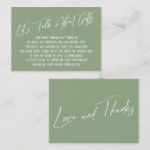 Carte D'accompagnement Parlons de cadeaux écriture manuscrite Sage Green (Devant / Derrière)