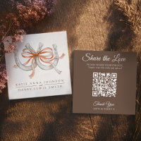 Partage de mariage QR amour ruban orange fers à ch