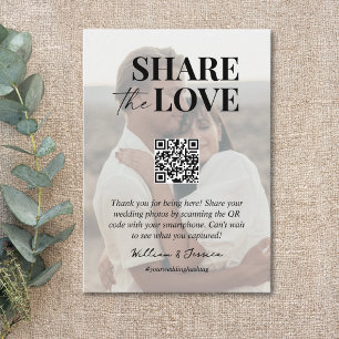 Carte D'accompagnement Partagez l'amour Code QR mariage partage photo