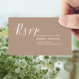 Carte D'accompagnement Parti de Mariage moderne RSVP, en Taupe chaud