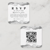 Carte D'accompagnement Parties scintillant blanche argenté Mariage QR Cod (Devant / Derrière)