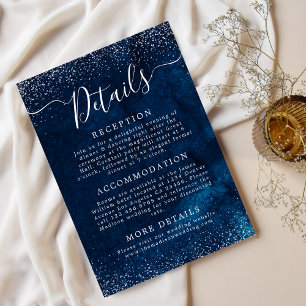 Carte D'accompagnement Parties scintillant bleu marine Starry Night Détai