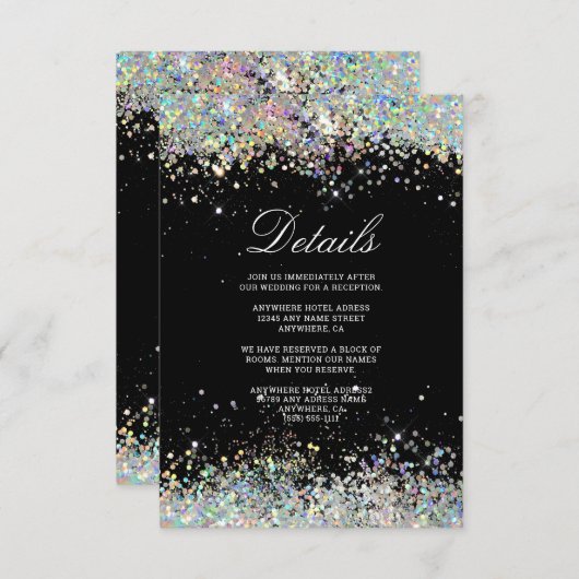 Carte D'accompagnement Parties scintillant brillante Elégant Mariage mode (Devant / Derrière)