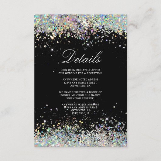 Carte D'accompagnement Parties scintillant brillante Elégant Mariage mode (Devant)