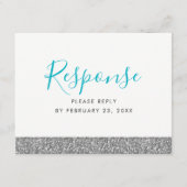 Carte D'accompagnement Parties scintillant d'argent Moderne Fun RSVP Répo (Devant)