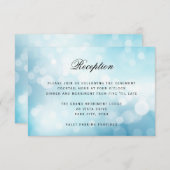 Carte D'accompagnement Parties scintillant de luxe Blue Bokeh - RÉCEPTION (Devant / Derrière)