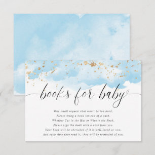 Carte D'accompagnement parties scintillant d'or bleu azur livre blanc béb