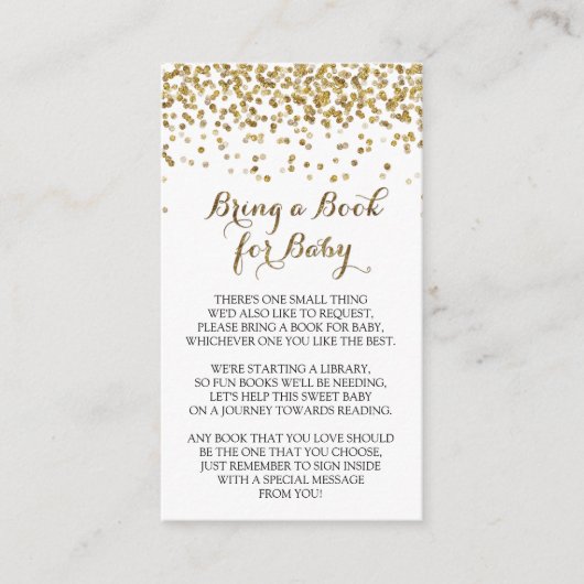 Carte D'accompagnement Parties scintillant d'or Confetti Apportez un livr (Devant)