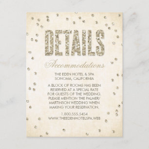 Carte D'accompagnement Parties scintillant d'or Look Confetti Points Déta