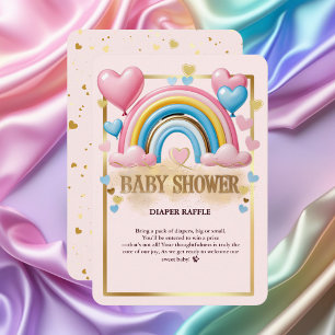 Carte D'accompagnement Parties scintillant d'or Pastel Coeurs et Baby sho