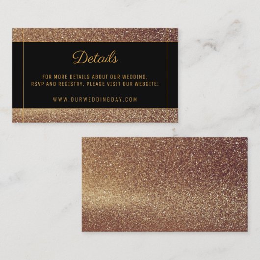 Carte D'accompagnement Parties scintillant d'or rose moderne mariage noir (Devant / Derrière)