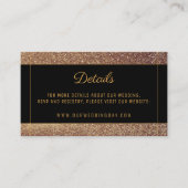 Carte D'accompagnement Parties scintillant d'or rose moderne mariage noir (Devant)