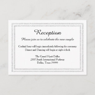 Carte D'accompagnement Parties scintillant en argent blanc chic - Récepti