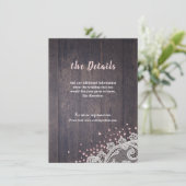 Carte D'accompagnement Parties scintillant en dentelle rousse rustique dé (Debout devant)