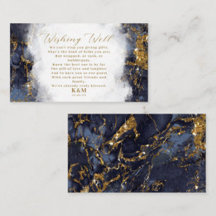 Carte D'accompagnement Parties scintillant en marbre Wishing well V3 Navy