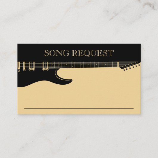 Carte D'accompagnement Parties scintillant en noir et or Guitare Mariage  (Devant)