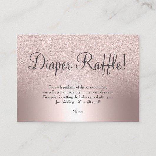 Carte D'accompagnement parties scintillant en or rose ombre tombole de co (Devant)