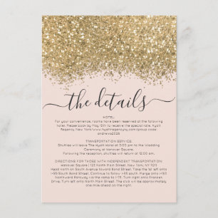Carte D'accompagnement Parties scintillant Gold Rose de luxe Confetti Dét