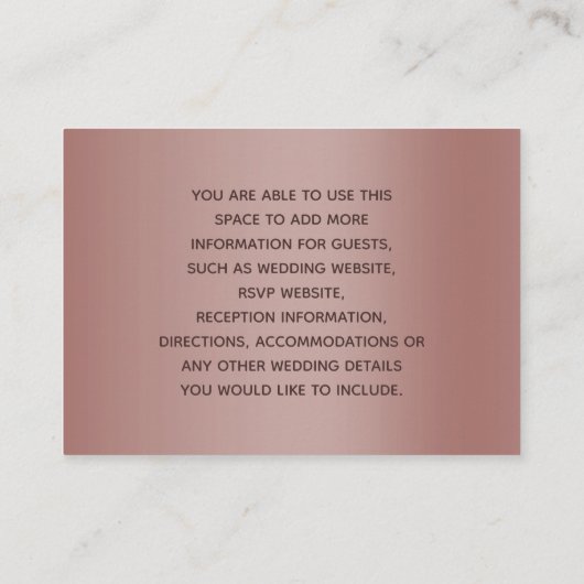 Carte D'accompagnement Parties scintillant or rose et anneaux Mariage arg (Dos)