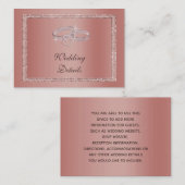 Carte D'accompagnement Parties scintillant or rose et anneaux Mariage arg (Devant / Derrière)