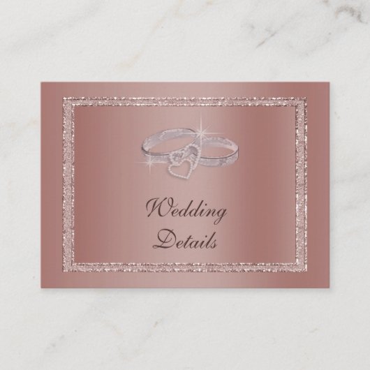 Carte D'accompagnement Parties scintillant or rose et anneaux Mariage arg (Devant)