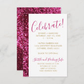 Carte D'accompagnement Parties scintillant rose chaud bande moderne Mitzv (Devant / Derrière)