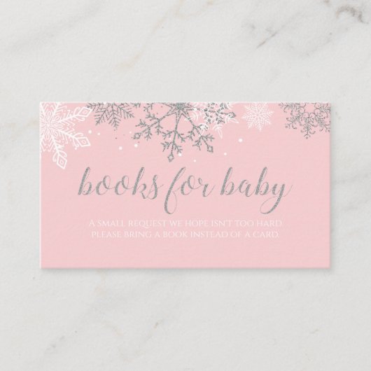 Carte D'accompagnement Parties scintillant rose et argent Snowflake Books (Devant)