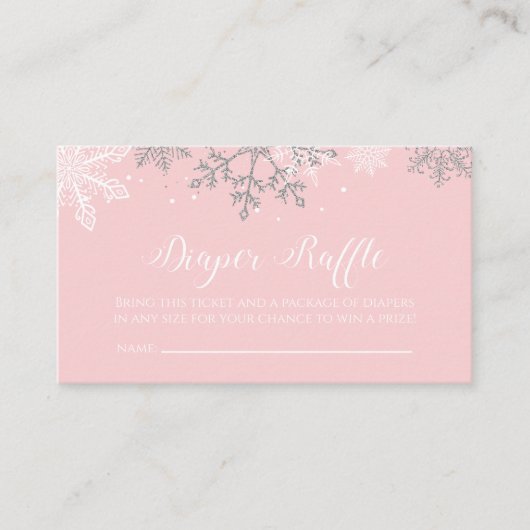 Carte D'accompagnement Parties scintillant rose et argent Snowflake Déche (Devant)