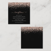 Carte D'accompagnement Parties scintillant rose Gold Mariage Black Récept (Devant / Derrière)