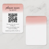 Carte D'accompagnement Parties scintillant rose moderne RSVP avec code QR (Devant / Derrière)