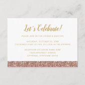 Carte D'accompagnement Parties scintillant rose or rose Réception minimal (Devant)