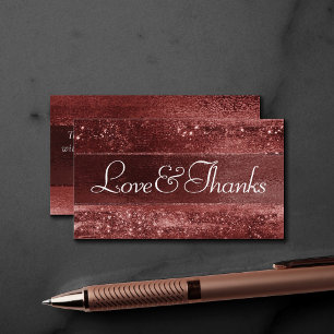 Carte D'accompagnement Parties scintillant rouge brillante   Crimson Love